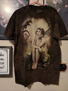 The Mountain Brown Fairy & Dragon Graphic Short Sleeve Tee